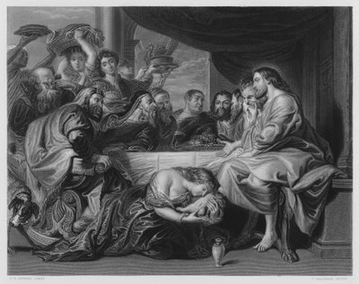 Mary Anointing the Feet of Christ, from the picture in the Royal Collection by Peter Paul (after) Rubens