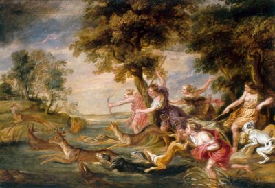 Diana and Nymphs Hunting Fallow Deer by Peter Paul (follower of) Rubens