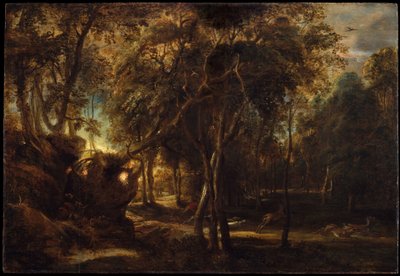 A Forest at Dawn with a Deer Hunt, c.1635 by Peter Paul Rubens