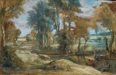 A Wagon Fording a Stream by Peter Paul Rubens
