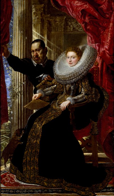 Portrait of a young aristocrat lady with a dwarf by Peter Paul Rubens