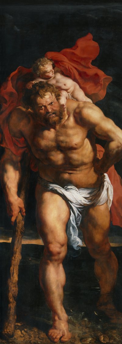 St. Christopher and the Hermit, Left Outside Shutter of the Descent from the Cross Triptych by Peter Paul Rubens