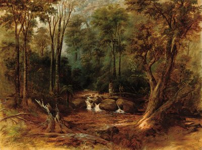 Maoris Crossing a Forest Stream by Peter Power
