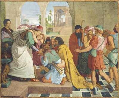 Joseph Reveals Himself to His Brothers. Mural from the eight-part cycle from the Casa Bartholdy in Rome by Peter von Cornelius