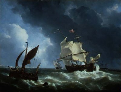 Dutch Frigate Coming up to Anchor in a Storm by Petrus Johann Schotel