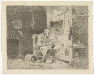 Old Man Reading to His Wife by Petrus Marius Molijn