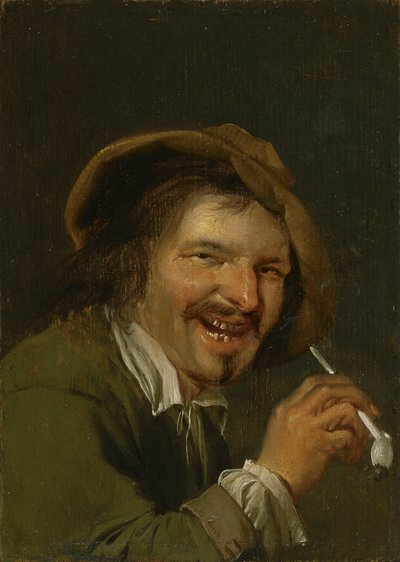 Smell: A Laughing Man Smoking a Pipe (from the series Personifications of the Five Senses) by Petrus Staverenus
