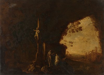 Nymphs in a Cave with Antique Ruins by Petrus van Hattich