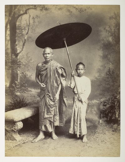 Burmese Monk and Attendant by Philip Adolphe Klier