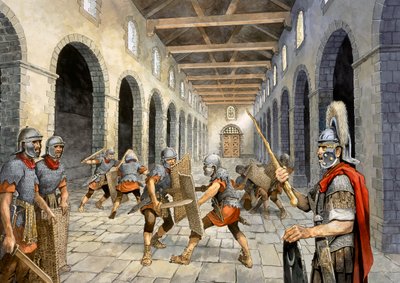 Roman Infantry Practising Combat by Philip Corke