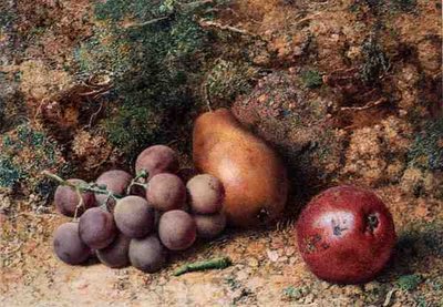 Grapes, Apple and Pear on a Mossy Bank by Philip Dolan