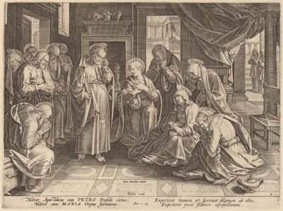 The Meeting of the Apostles and the Women in the Upper Room by Philip Galle after Jan van der Straet