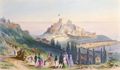 Arrival of Her Majesty at Mount Orgueil, 3rd September 1846, from the Visit of Queen Victoria in Jersey, engraved by H. Walter, 1847 by Philip John Ouless