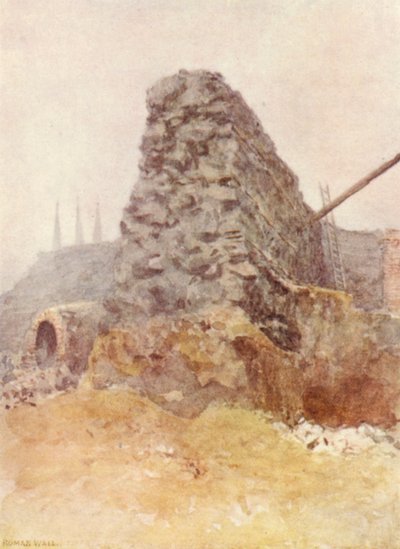 Remains of Roman Wall, Newgate, 1903 by Philip Norman