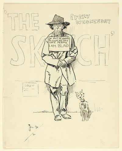 Blind Beggar and Dog by Philip William May