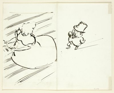 Sketches of Man and Woman Seen from Above by Philip William May