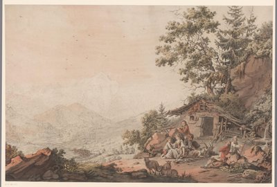 Family by a House in the Mountains by Philipp Jacques Loutherbourg (I) (attributed to)