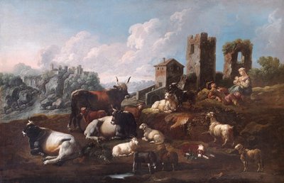 Shepherd and Cattle by Philipp Peter called Rosa da Tivoli Roos