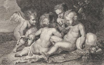 A Group of Three Children and a Putto with Fruit and a Lamb, ca. 1760-1801 by Philippe Lambert Joseph Spruyt