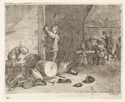 Interior with Boy by a Drum and Armor by Philippe Lambert Joseph Spruyt