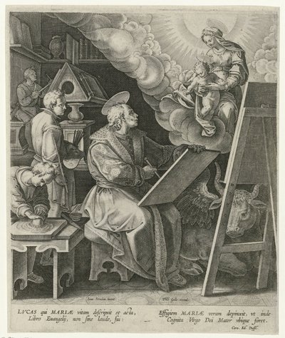 Saint Luke Painting the Virgin and Child by Philips Galle (attributed to workshop of)