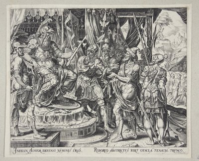 Achior Pleading with Holofernes for the Israelites by Philips Galle