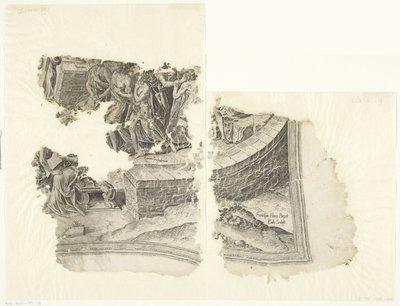 Lower Right Corner of a Print of the Scene of Cebes (Tabula Cebetis Carta Vitae) by Philips Galle