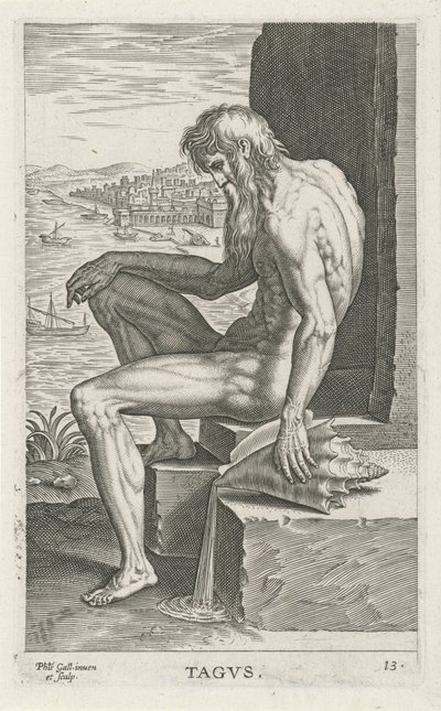 River God Tagus by Philips Galle