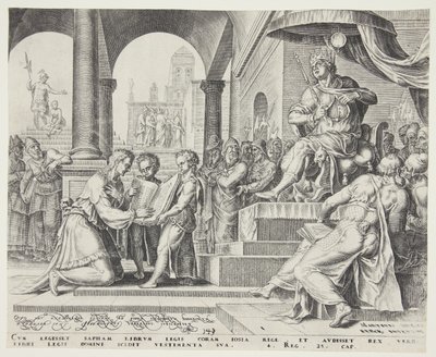 Saphan Reading the Book of the Law to Josiah by Philips Galle
