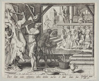 The Slaughter of the Fattened Calf by Philips Galle
