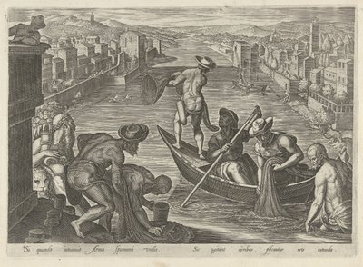 Fishing with a Net (series title: Hunting Scenes) by Philips Galle