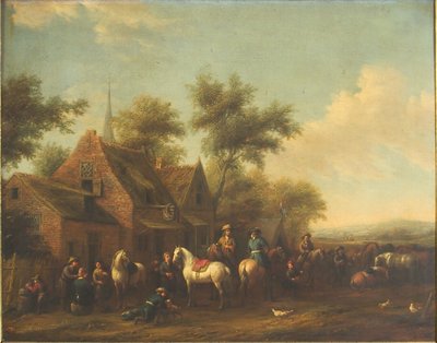 Landscape with Horsemen Resting Outside an Inn by Philips Wouwerman