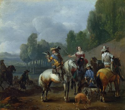 A Hawking Party by Philips Wouwermans or Wouwerman