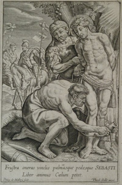 St Sebastian is Tied to a Tree by Two Soldiers by Philips van Mallery
