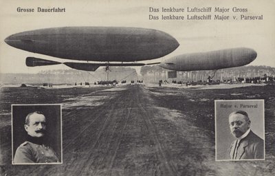 Dirigible airships of Hans Georg Friedrich Gross and August von Parseval by Photographer German