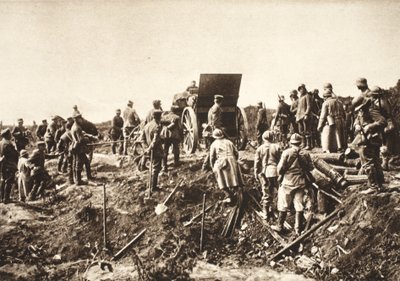 German Battery Moving Ahead Over Difficult Terrain Before Fismes, Captured French in Foreground by Photographer German