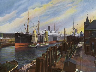 Hamburg: Im Hafen, Dampfer Getreide Ioschend by Photographer German