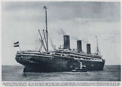 Imperator, Ocean Liner Built for the German Hamburg America Line in 1913, Used by the Allies to Transport American Troops Back to the United States After the End of the First World War (b/w photo) by Photographer German