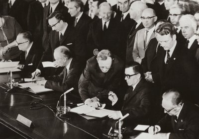 On 3 June 1972 the foreign ministers of the Four Powers signed the final protocol to the Quadripartite Agreement on West Berlin at the building formerly used by the Allied Control Council in the American sector of West Berlin by Photographer German