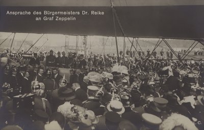 Speech by Mayor Dr Reike to German airship constructor Graf Ferdinand von Zeppelin by Photographer German