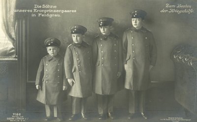 The sons of Crown Prince Wilhelm of Germany in military uniform by Photographer German