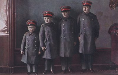 The sons of Crown Prince Wilhelm of Germany in military uniform by Photographer German