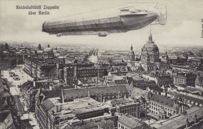 Zeppelin Airship Flying Over Berlin by Photographer German