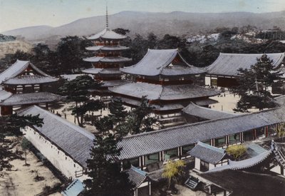 Japan, c.1912: Horyu-ji, the Oldest Buddhist Temple in Japan, Built About 1300 Years Ago, Yamato by Photographer Japanese