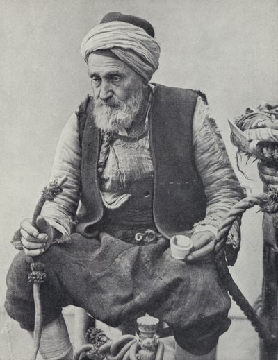 Peasant Smoking a Hookah, Izmir, Turkey by Photographer Turkish