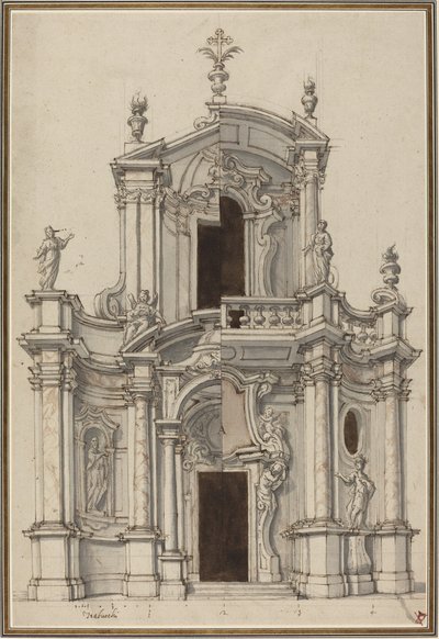 Elevation for a Church Facade, with Alternatives by Piedmontese 18th Century