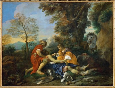 Herminie and Valfrino tending to the wounds of Tancred by Pier Francesco Mola