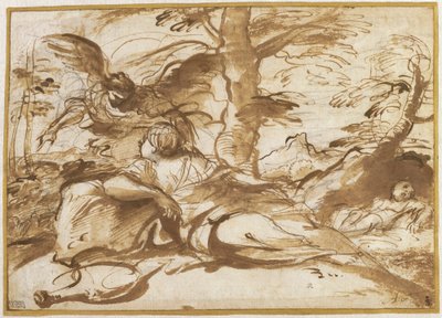 The Angel Appearing to Hagar in the Desert (recto) by Pier Francesco Mola