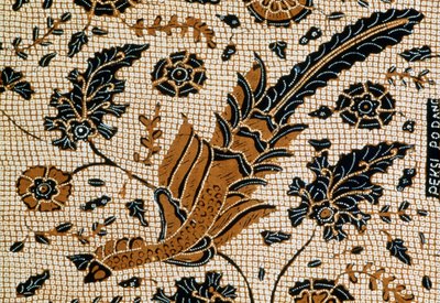 Batik with traditional design called peksi podang, Surakarta, Java, Indonesia (detail) by Blaise Nicolas Le Sueur
