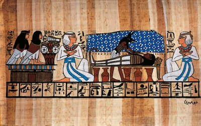Egyptian papyrus depicting an embalming ceremony by Blaise Nicolas Le Sueur